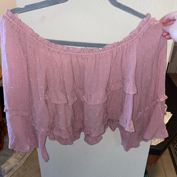 Lane  201 (Love Tree) Pink Off the Shoulder Crop Top Size Large - Picture 4 of 7
